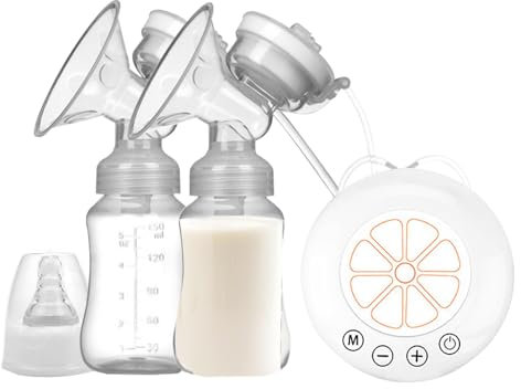 Double Electric Breast Pump - Electric Breast Pump - Breast Pump with 2 Milk Bottles - Multiple Modes, Low Noise for New Mothers, Postpartum Mothers, Breastfeeding