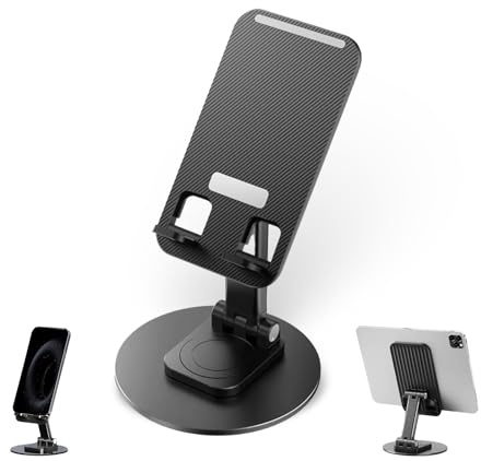 DHSUN Supporto per tablet regolabile in altezza con pieghevole, girevole a 360°, supporto retrattile