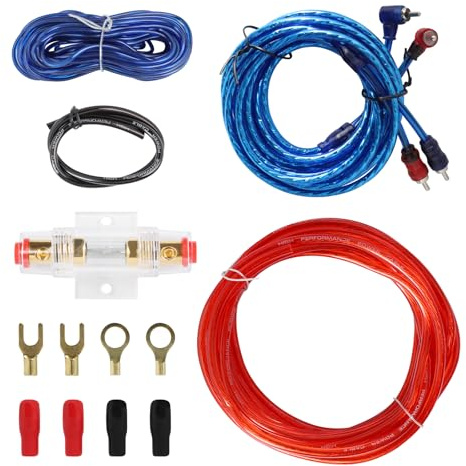 LALAGO Set di Cavi per Amplificatori Auto 10 GA, Subwoofer e Audio 1500 W, Kit di Collegamento Cavi Amplificatore, Kit Cavi di Collegamento Kit di installazione Kit Cavi