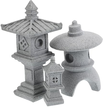 COOPHYA 3piezas Pabellones Asiáticos Estatuas De Pagoda Adornos para Faroles Japoneses De Jardín