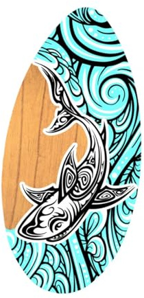 MotiveTech Tabla de Skimboard Pequeña, Tabla de Surf de Madera para Hombres, Mujeres, Universal, Adolescentes, Principiantes Y Adultos, Tiburón rociador