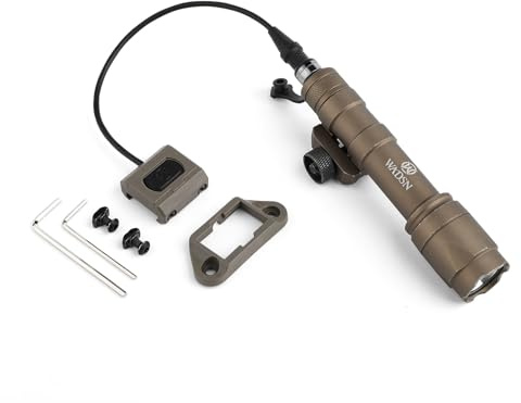 QIRUIMY Linterna táctica M600C con interruptor de almohadilla de presión, linterna LED de 600 lúmenes, luz exploradora para Mlok Keymod 20 mm, sistema de riel Picatinny (marrón)