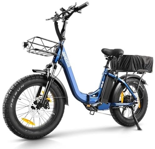 HANEVEAR Elektrofahrrad E Bike Klapprad mit 24Ah/48V Lithium-Akku | bis zu 140km, Fatbike Ebike mit Hydraulische Bremse, 250W 65Nm Heckmotor, Elektrofahrrad für Erwachsene (Blau)