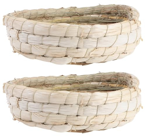 MINAOLULUS Lot de 2 Nids D’éclosion en Paille Naturelle pour Pigeons Voyageurs, Nids de Repos Résistants la Saleté L’Usure, Accessoires pour Reproduction et Élevage D’Oiseaux de Compagnie