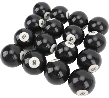 TIKATARER Scatola da 16 Palline da Biliardo di Ricambio per Tavolo da Biliardo da 8, Palline da da 8 Pezzi da 16 Pezzi, Palla da in Resina Nera da 2,3 Pollici di Diametro con rotondità Ideale,