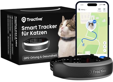 Tractive Smart Cat Tracker Mini | 2026 Edition | #1 Cat GPS | Real-Time Location Tracking | Health Alerts & Vitals Monitoring | Safety Breakaway Collar | Collar‑Integrated Design (Black)