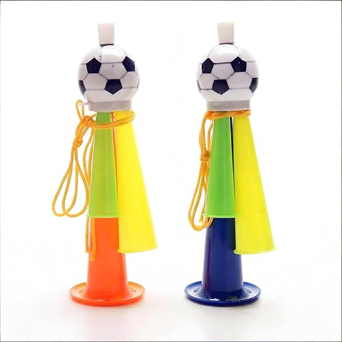 2 trombe vuvuzela in plastica regolabili per creare rumore, trombe in plastica per stadio di calcio, tifosi trombe, accessori per calcio, giochi di calcio, feste sportive, colore casuale