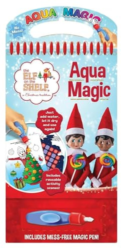 Elf On The Shelf Aqua Magic Book | Christmas Activity Book | Magic Brush | Elf Water Colouring Book | Elf Gifts and Presents for Kids | Christmas Elf on the Shelf Accessories | Elf Arrival