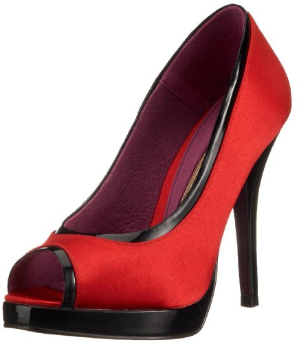 Buffalo Women's Peeptoe Ballet Flats Peep Toe, Red Vermelho02, 6