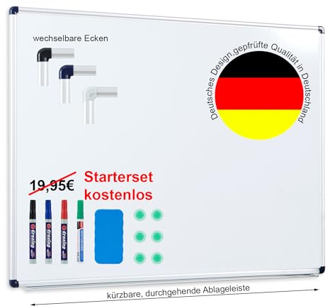 Whiteboard magnettavla med aluminiumram och pennställ, i 16 storlekar, skyddslackad magnetisk, med monteringsmaterial. Specialiserad kvalitet, storlek: 150 x 100 cm