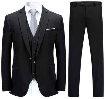 YOUTHUP Mens 3 Piece Suit 1 Button Slim Fit Tuxedo Blazer Waistcoat Pants