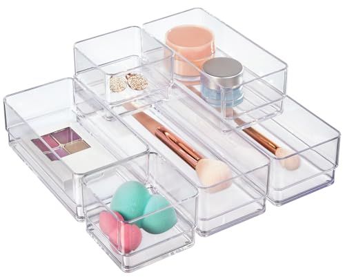 STORi SimpleSort Lot de 6 bacs de rangement pour tiroir de salle de bain et de rangement, organiseurs de maquillage, de bureau, de coiffeuse, conteneurs d'organisation transparents