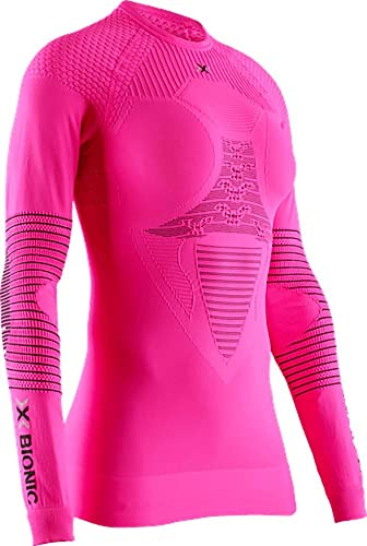 X-Bionic Energizer 4.0 Round Neck Long Sleeves Strato Base Camicia Funzionale, donna, neon Flamingo/Anthracite, s