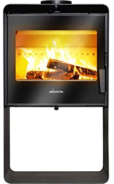 Poêle à bois en acier Boree  - 80 x 50 x 42,5 cm - 6 à 10 KW - Noir