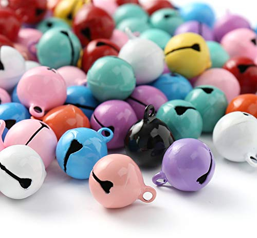 HERZWILD 100pcs Glöckchen Metallglöckchen Glocken für Schmuck Basteln Geschenkverpackung Weihnacht Fest Dekoration (bunt 14mm)