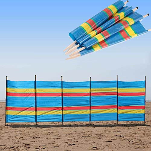 Monal Hut 4 5 6 8 10 Pole Windbreak Wooden Windbreaker Beach Camping Caravan Holiday Sun Screen Shelter Tall Wind Break (5 Poles (4ft High x 9ft Long))