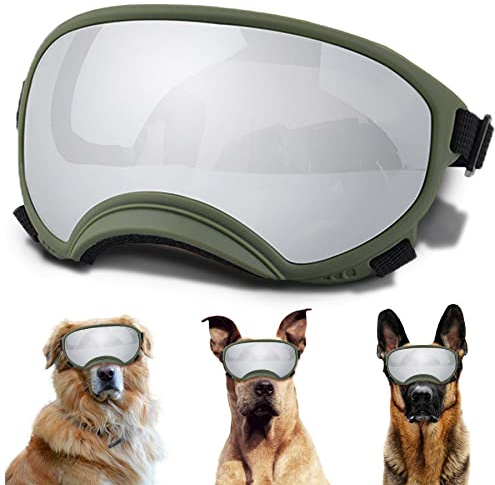Dog Sunglasses, Dog Goggles with Adjustable Strap, UV Protection, Windproof, Suitable for Large Medium-Dogs, Dogs Eyes Protection