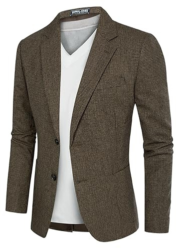 Mens Formal Tweed Blazer Herringbone Jacket Button Wool Blend Sport Coat