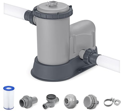 Bestway 1,500 GPH Filter Pump for Above Ground Swimming Pool with Type III A/C Cartridge, Adapter Accessories and Timer