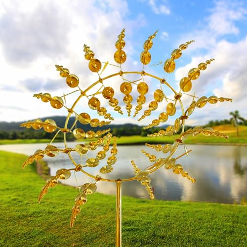 Einzigartige und Magische Metall-Windmühle,Windspiel Magische Windmühle,3D Metall-Windmühle,Wind Spinner Sculptures Wind Catcher Outdoor Wind Catcher Metal Garden Decor for Patio Lawn & Garden