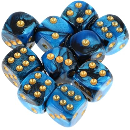 DSLSQD 10 Stück Würfel Set Polyedrische Würfel D6 Würfel Sechsseitiger 16mm Würfel Acryl Spielwürfel Zweifarbige Farbwürfel Würfel Bunt mit Goldpipswürfeln,für Rollenspiele Würfelspiele Tischspiele