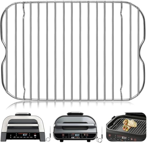Air Fryer Rack for Ninja Foodi FG551 Smart XL Indoor Grill with Air Fry, 11.6''*7.6'' Stainless Steel Air Fryer Accessories Roasting Steamer Grill Racks Baking TrayïŒDishwasher safe