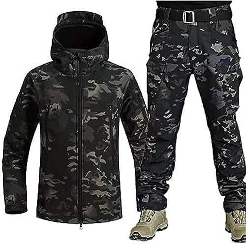 Set de traje de combate impermeable, chaqueta táctica para hombre, pantalones y chaqueta táctica militar, en softshell, uniforme camuflado, ideal para actividades al aire libre, C, XXL