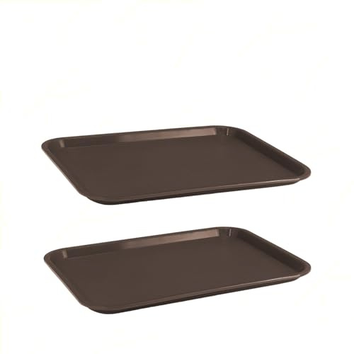 Sicignano | Set 2 Vassoi Fast Food Ideale per Fast Food Paninerie Pizzerie, Polipropilene Alimentare Marrone 41,5x30,5 cm 370 g Impilabile Made in Italy, Capacità 1 Piatto 1 Bicchiere