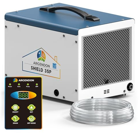 ARGENDON Crawlspace Dehumidifier with Pump, 70 Pint Commercial Dehumidifier for Basement with Drain Hose, Auto Defrost, Memory Starting, Compact, GLGR, Up to 1000 Sq Ft, 5 Years Limited Warranty