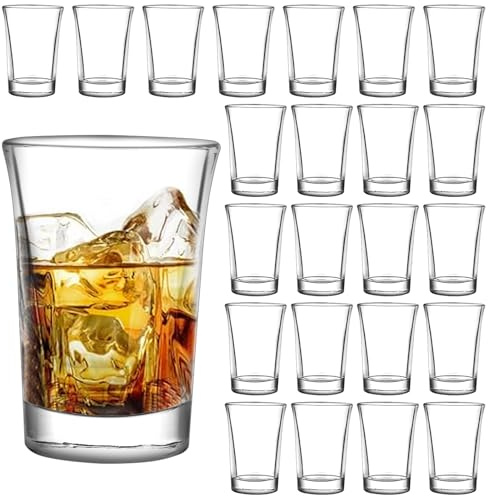 GBACHOOSE Set of 24 Shot Glasses, 50ml Classic Shot Glass with Heave Base, Clear Shot Cups Round Set for Cocktail Vodka Whisky