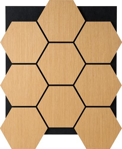 Fuse Acoustic Wooden Hexagon Wall Panel in Natural Oak