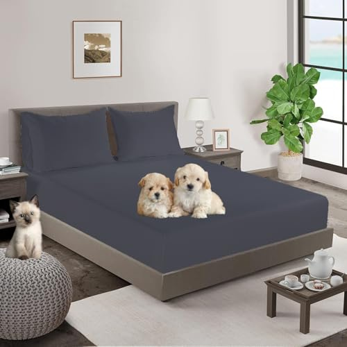 Sabana Bajera 150x200 Ajustable Algodón Transpirable | Bajera Cama 150 Cotton 100% 144 Hilos. | Sábana Bajera 100% Algodón | Sábana Bajera Ajustable Antracita