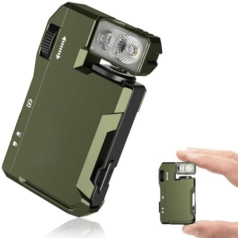 Maouira Rechargeable EDC Flashlight, 400 Lumens EDC Flashlight with RGB, Portable Flat Pocket Flashlights,Dual Light Sources Mini Keychain Flashlights for Outdoor Emergency, Waterproof (Green)