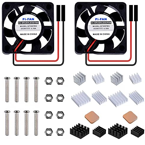 GeeekPi Quiet 3007 Fan DC 5V 3.3V Brushless CPU Cooling Fan with Heatsink for Raspberry Pi 4B/3B+/3B & Zero/Zero W & Retroflag NESPI CASE Plus (2-Pack)