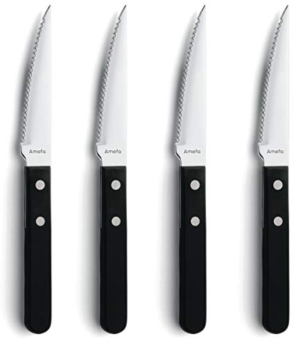 Amefa 700000MBA1RB4 Pizza Ensemble de 4 Couteaux steak Noir