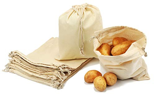 com-four® 12x Zuziehbeutel aus Baumwolle - wiederverwendbarer Beutel - unbedruckt, ideal zum Bemalen - Oeko-TEX® Standard 100 (12 Stück - Zuziehbeutel)