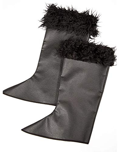 Amakando Edle Musketier Stiefelstulpen mit Fell für Erwachsene/Schwarz/Mittelalterliche Boot-Gamaschen/Genau richtig zu Karneval & Mottoparty