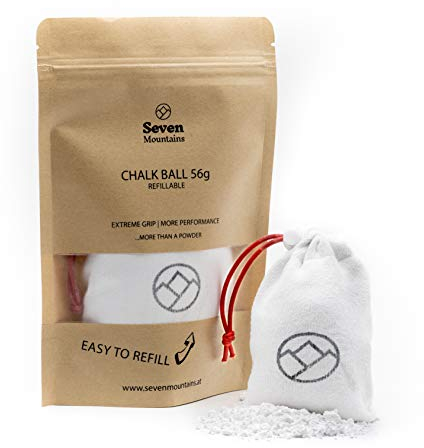 Seven Mountains Chalk Ball Bouldern | Magnesium Ball Wieder-befüllbar mit 100% Meshgewebe | EXTRA Grip Kreide Magnesia Klettern Turnen Gym Crossfit | Dry sicheres Verschlusssystem und optimale Abgabe