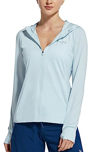 baleaf Women's SPF UPF 50+ UV Sun Protection Shirt Zip Up Lightweight Hoodie Jackets Quick Dry Athletic Outdoor Light Blue S
