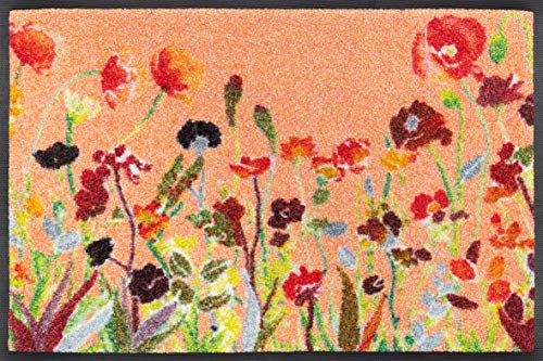 wash+dry Fußmatte, Wildflowers 40x60 cm, innen und außen, waschbar, Braun