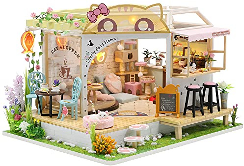 CUTEBEE Miniature with Dollhouse Furniture, DIY kit Wooden Dollhouse As well as dust and, 1:24 Creative Room for Valentine's Day Gift Idea M2111