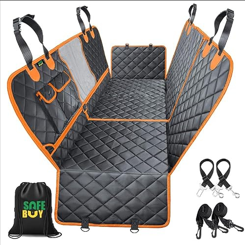 Safe Buy 5-in-1 Convertible Dog Car Seat Cover Hammock with 60/40 Split | Waterproof, Non-Slip, Scratchproof Back Seat Protector for Cars, SUVs & Trucks