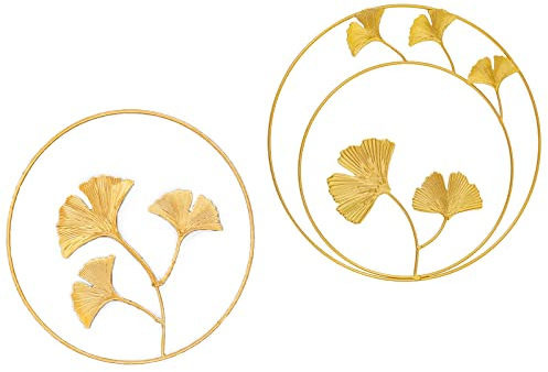 Hoshisea Decorazione Metallo con Foglie Ginkgo, Sculture Parete Ferro Vintage, Adatte per Camera da Letto, Soggiorno, Ufficio, Decorazione Moderna, Accessori per Foto