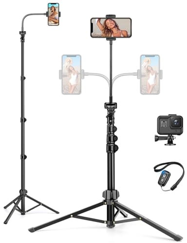 JOILCAN 68 Gooseneck Aluminum Mobile Phone Tripod with Remote Control & Holder for iPhone 14/13/12/11, Action Camera