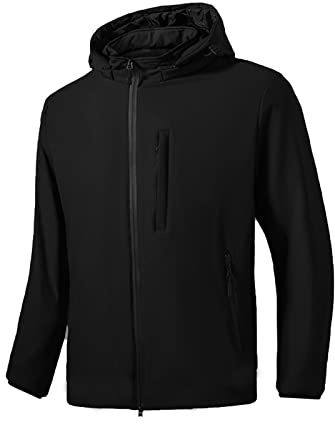 TONY BACKER Giacca Uomo Invernale in Softshell Impermeabile Antivento con Cappuccio Rimovibile Giubbotto Caldo per Trekking Casual 3351 (IT, Testo, XL, Regular, Regular, NERO-05)