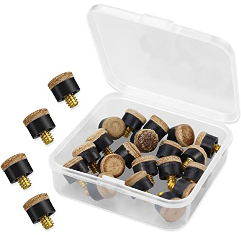 LICQIC Cue Tips, Pool Queue Tips, with Plastic Storage Box for Pool Cues and Snooker