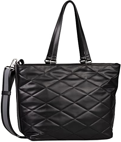 TOM TAILOR Mica Damen Shopper Umhängetasche Reißverschluss Groß Schwarz