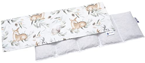 Medi Partners Cuscino Termico noccioli ciliegio 60x20cm 800g 100% Cotone 5 Camere Grande Terapia del freddo Federa sfoderabile (Cervo in foglie)
