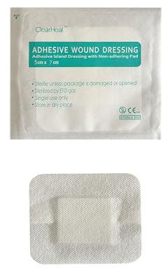 Apósito estéril de gasa no tejida para heridas, tamaño grande, 5 cm x 7,5 cm (caja de 25), yeso autoadhesivo, absorbente y transpirable