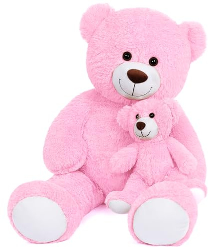Yeqivo Ours en Peluche Géant 100cm - Mère avec Bébé pour Enfants, Petite Amie, Fête des Mères, Saint-Valentin (Rose)